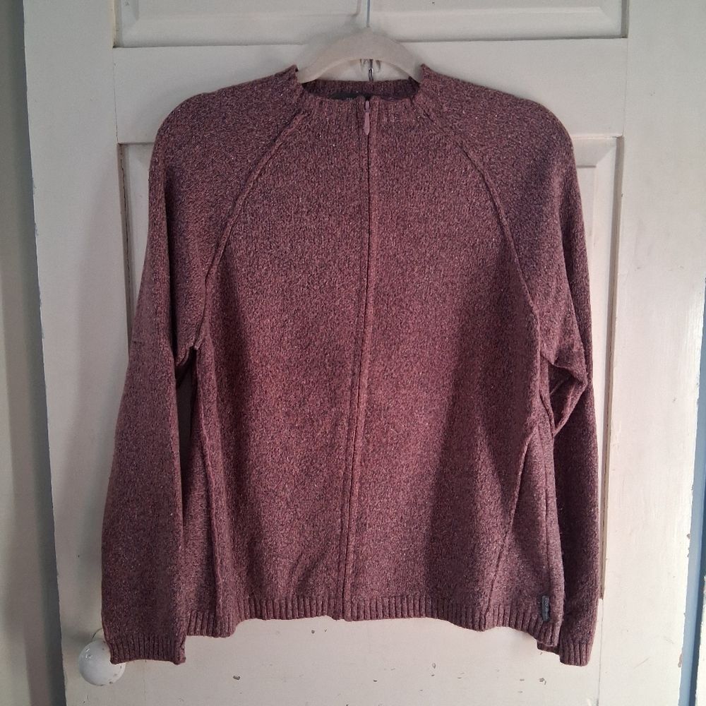 Vintage Woolrich Mauve Pink and Gray Marled Zip-up Crew Neck Cardigan Sweater